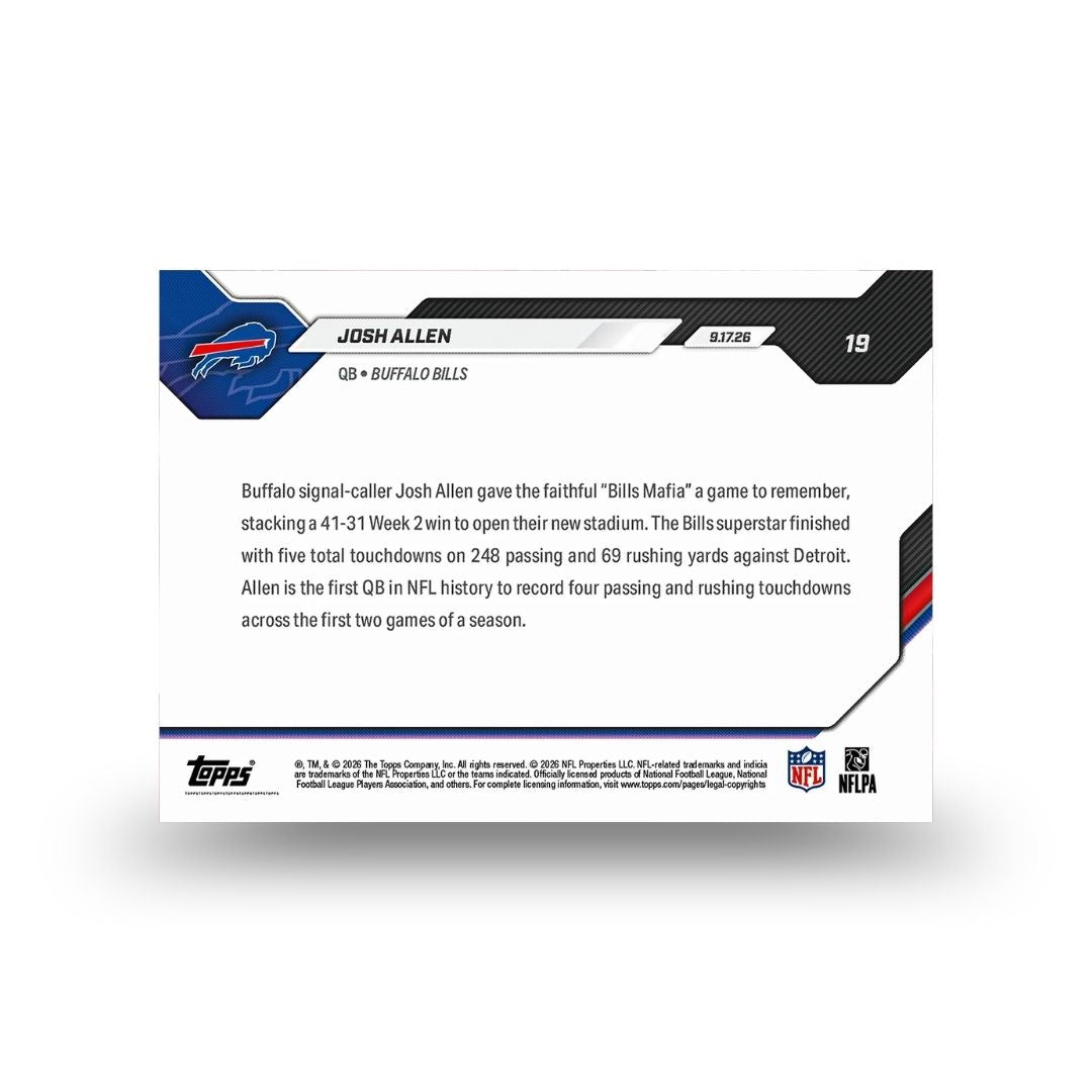 Josh Allen - 2026 NFL Topps NOW® - Card 19