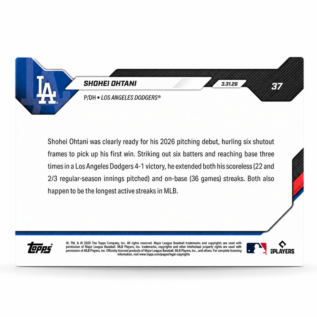 Shohei Ohtani - Open Edition Base Card - 2026 MLB Topps NOW® - Card 37 - PR: 11105