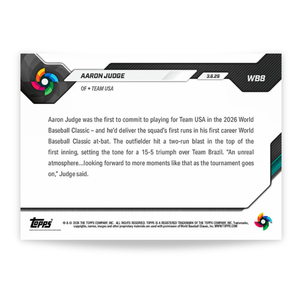 Aaron Judge - Open Edition Base Card - 2026 World Baseball Classic Topps NOW® - Card 8