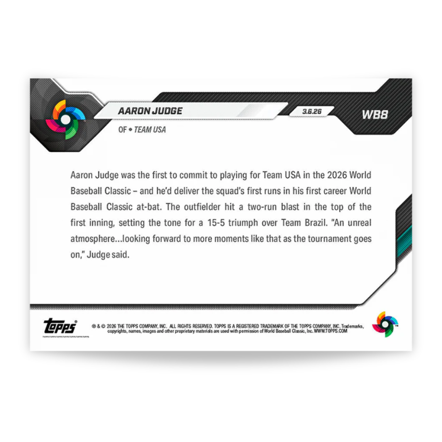 Aaron Judge - Open Edition Base Card - 2026 World Baseball Classic Topps NOW® - Card 8