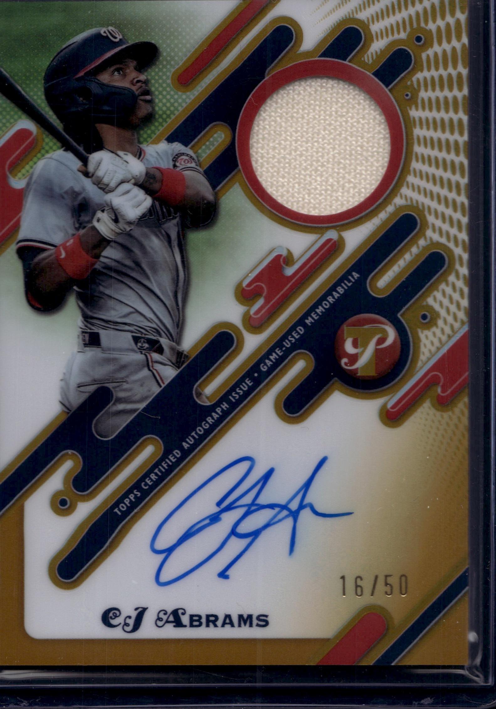2025 Topps Pristine CJ Abrams Pristine Pieces Auto Relics Gold Refractors #/50
