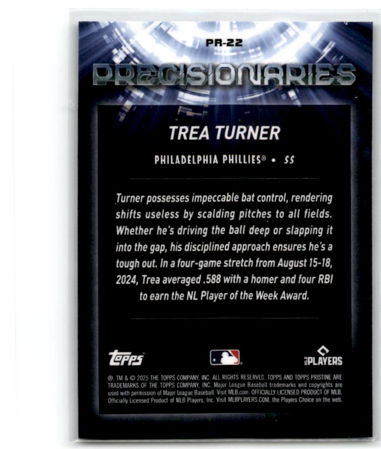 2025 Topps Pristine #PR-22 Trea Turner Precisionaries Gold Refractors #/50