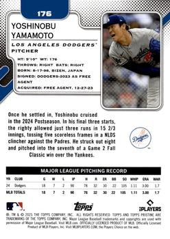 2025 Topps Pristine #176 Yoshinobu Yamamoto Blue Refractors #/75