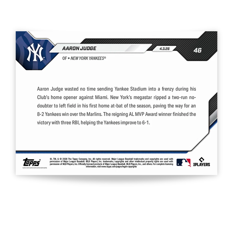 Aaron Judge - 2026 MLB Topps NOW® - Card 46