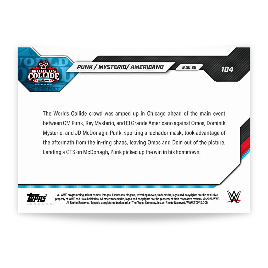 CM Punk/Rey Mysterio/El Grande Americano - 2026 WWE Topps NOW® - Card 104