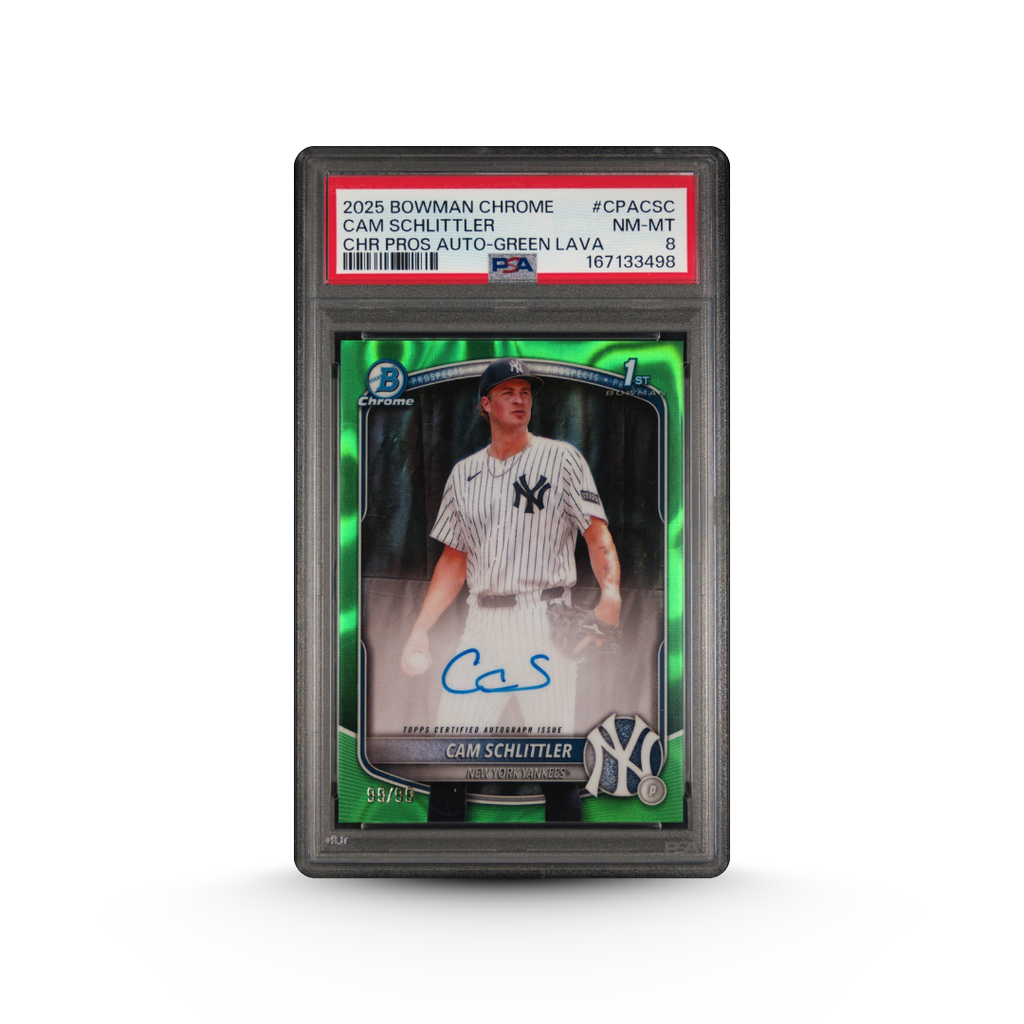 2025 Bowman Chrome Cam Schlittler #CPACSC Prospect Auto Green Lava 99/99