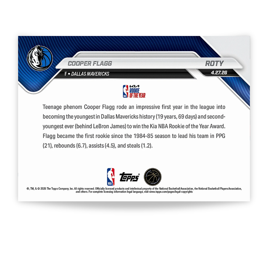 Cooper Flagg - 2025-26 NBA Topps NOW® - Card ROTY