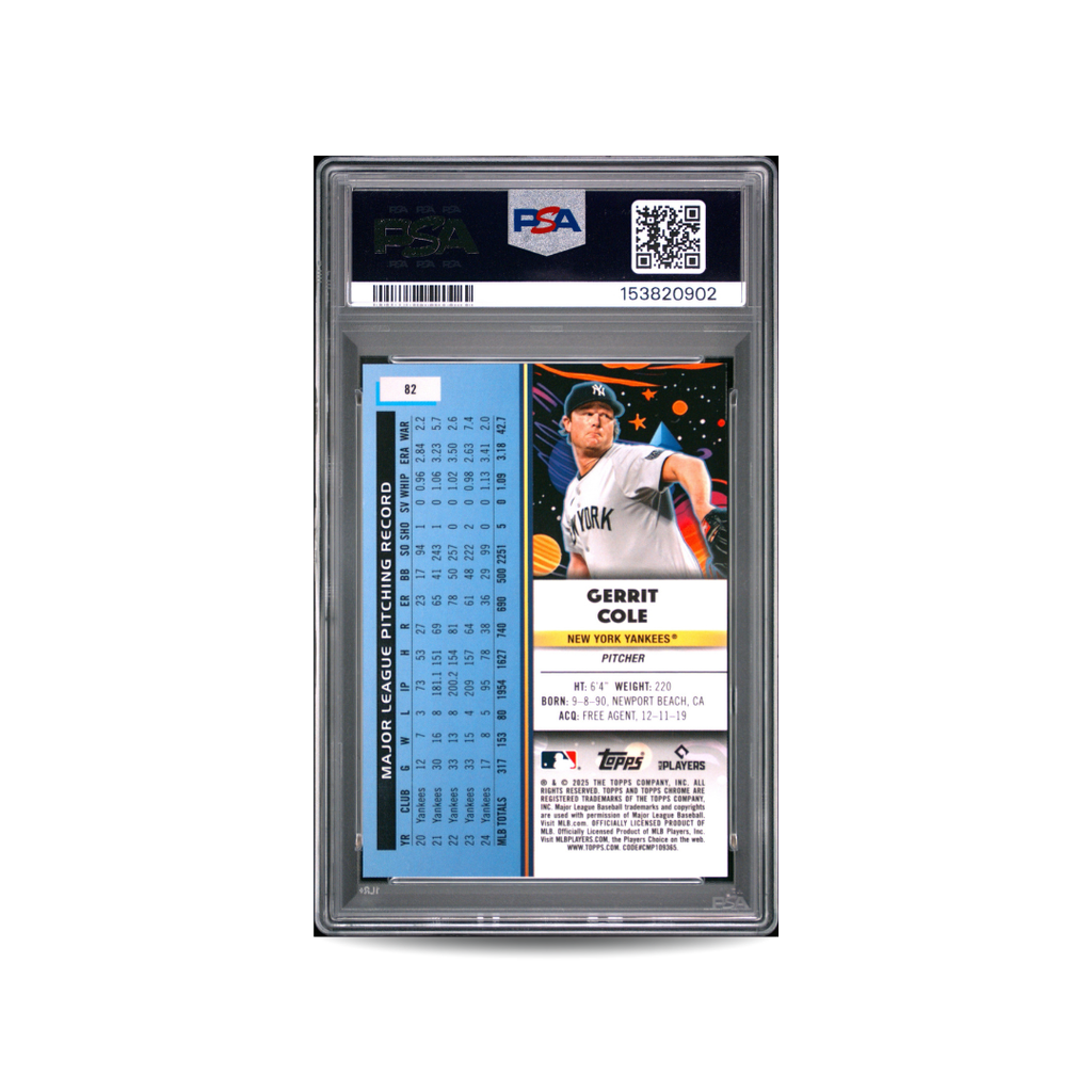 2025 Topps Cosmic Chrome Gerrit Cole #82 Gold Interstellar 40/50