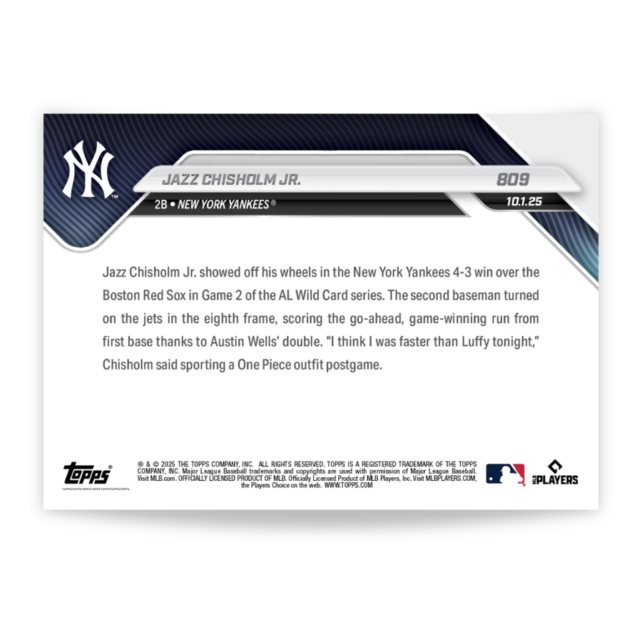 Jazz Chisholm Jr. - 2025 MLB Topps NOW® - Card 809 - PR: 1542