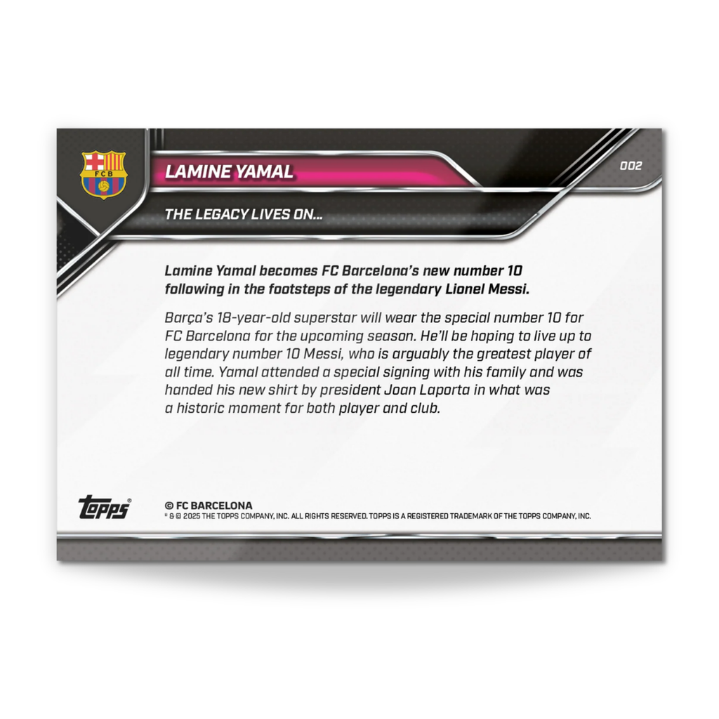 Lamine Yamal - 2025 FC Barcelona Topps NOW® - Card 2 - PR: 76476