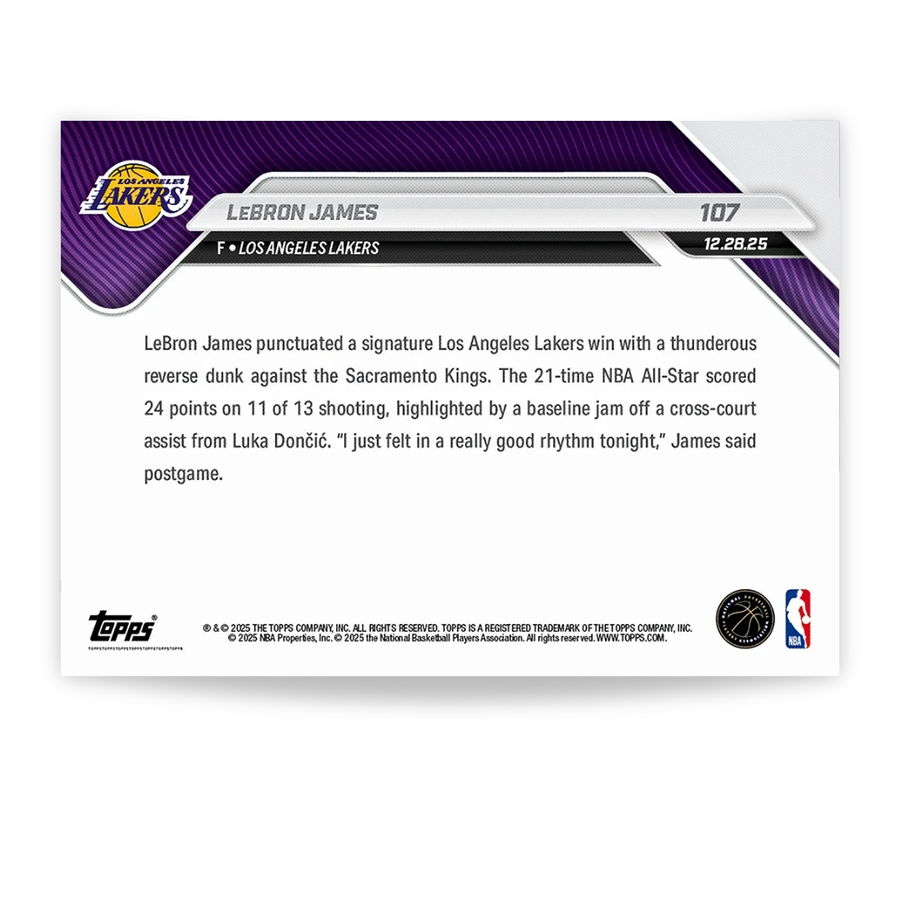 LeBron James - 2025-26 NBA Topps NOW® - Card 107