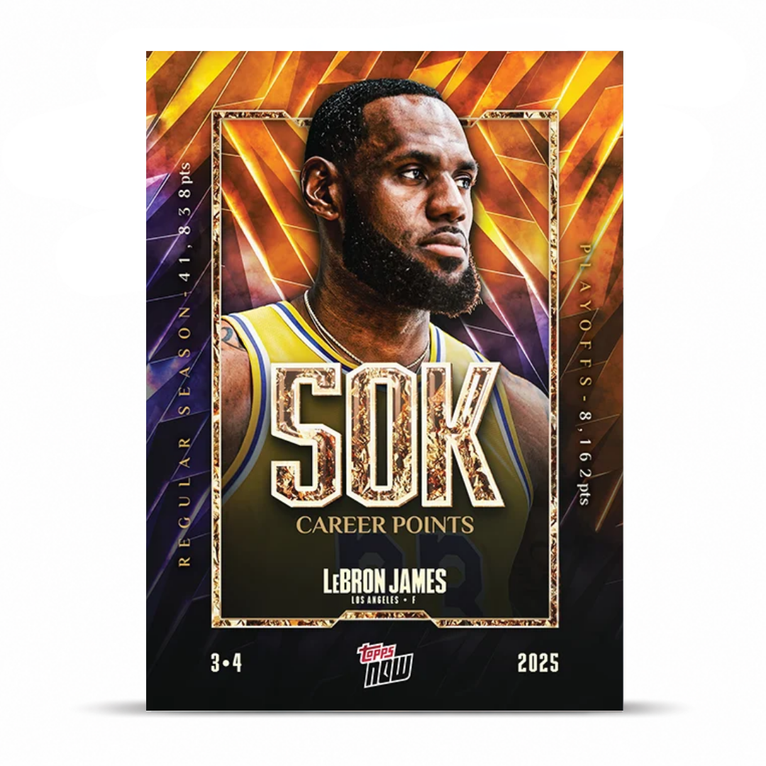 LeBron James - 2025 Topps NOW® Basketball - Card 12 - LOOK FOR RELICS and AUTO-RELIC - PR: 157,982