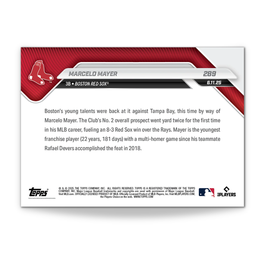 Marcelo Mayer - 2025 MLB Topps NOW® - Tarjeta 289 - PR: 1836