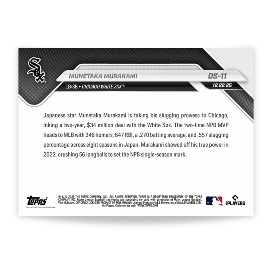 Munetaka Murakami - 2025 MLB Topps NOW® - Card OS-11 - PR: 9544