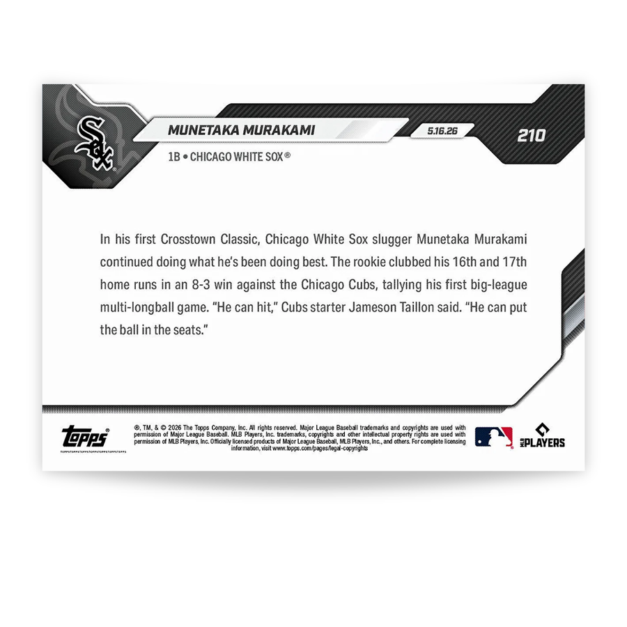 Munetaka Murakami - 2026 MLB Topps NOW® - Card 210 - PR: 24160