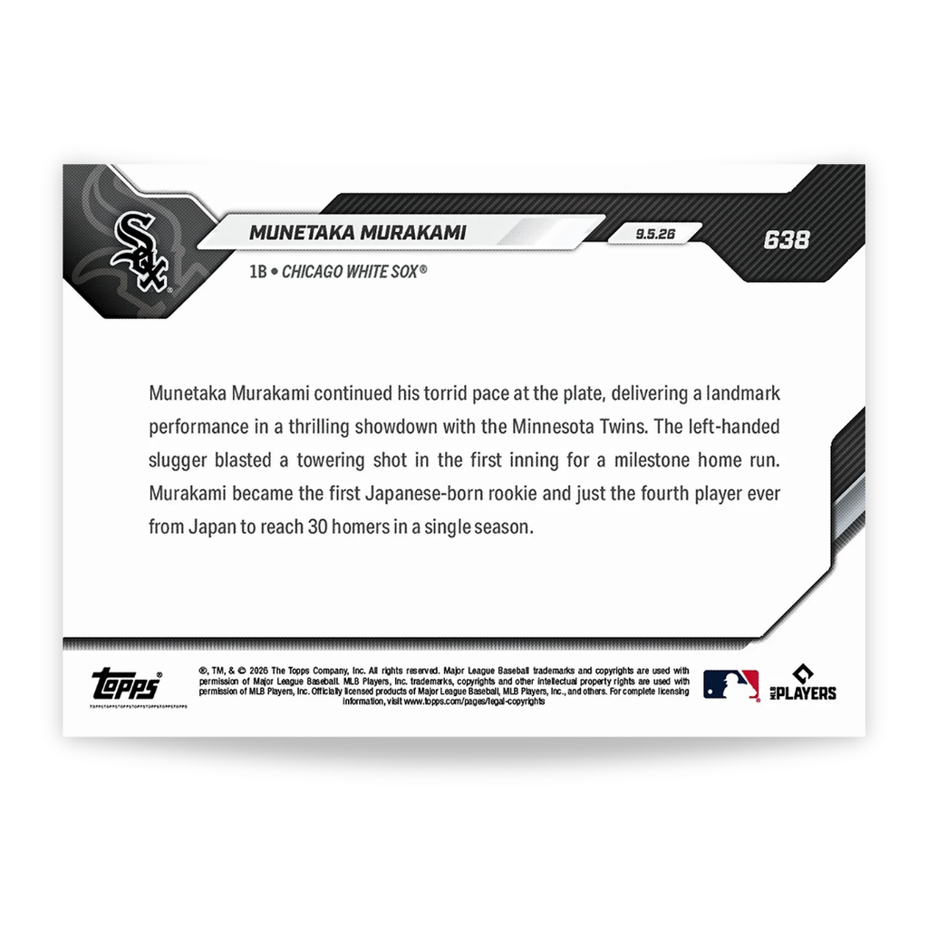 Munetaka Murakami - 2026 MLB Topps NOW® - Card 638 - PR: 11593