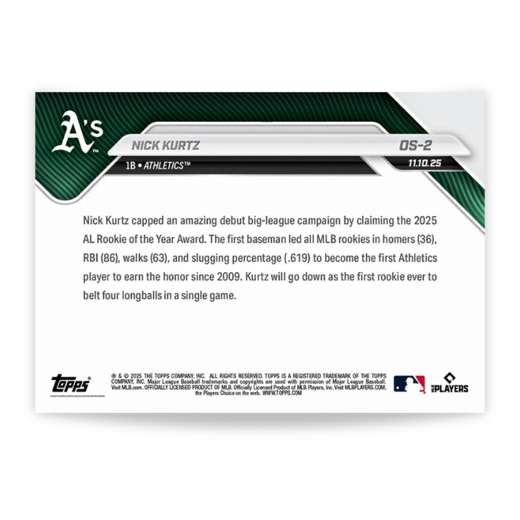 Nick Kurtz - 2025 MLB Topps NOW® - Card OS-2 - PR: 16266