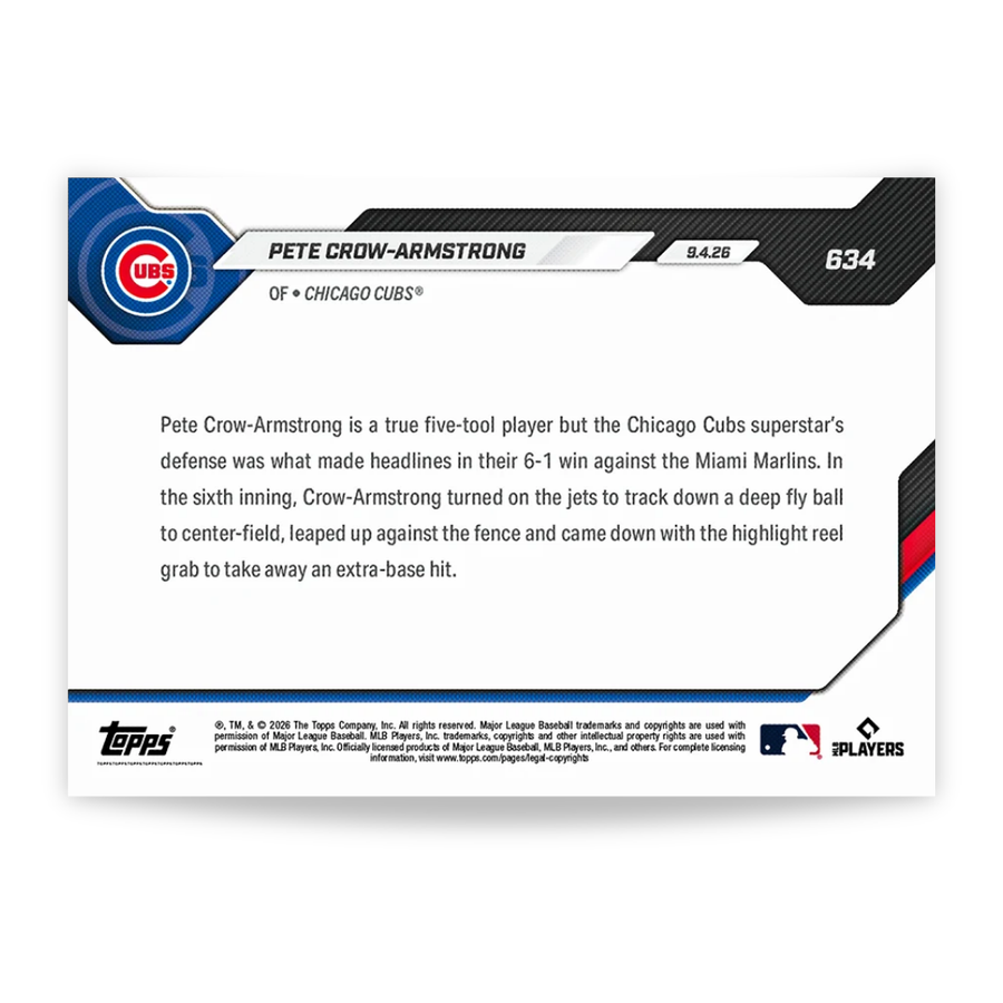 Pete Crow-Armstrong - 2026 MLB Topps NOW® - Card 634 - PR: 4044