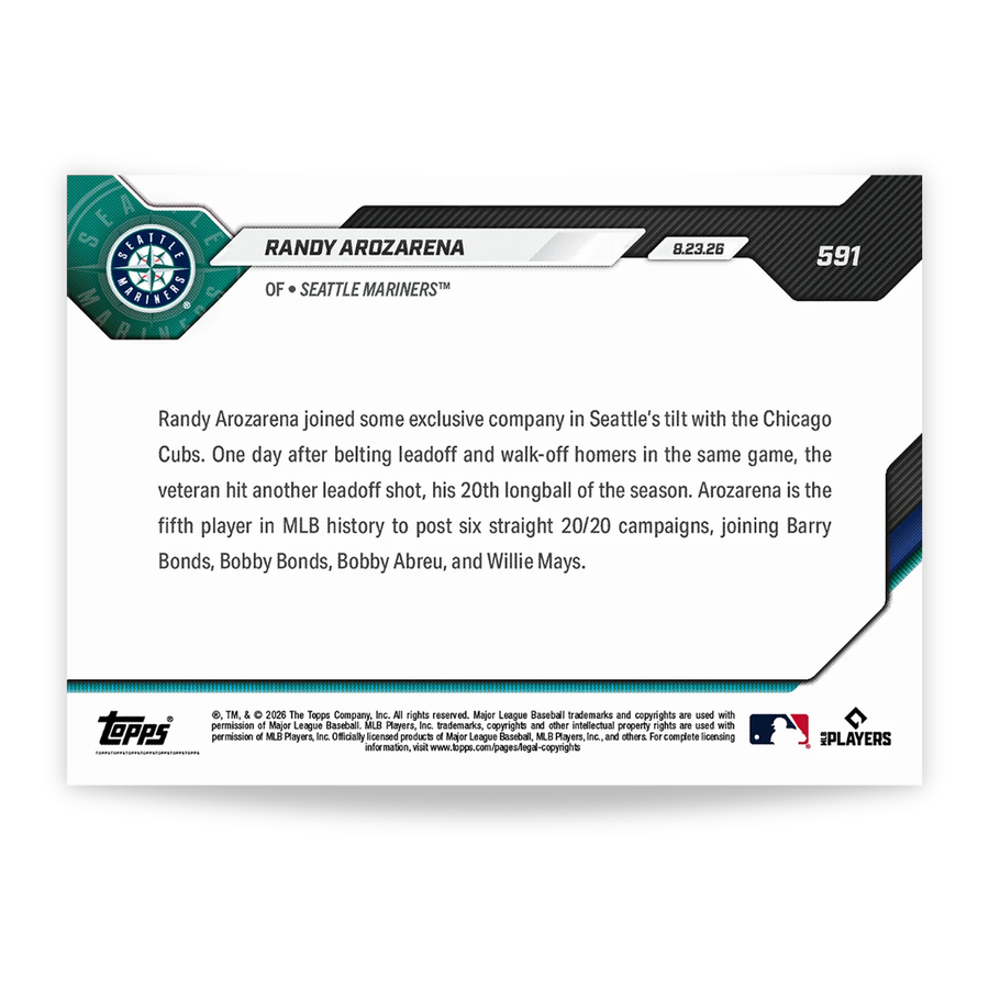 Randy Arozarena - 2026 MLB Topps NOW® - Card 591