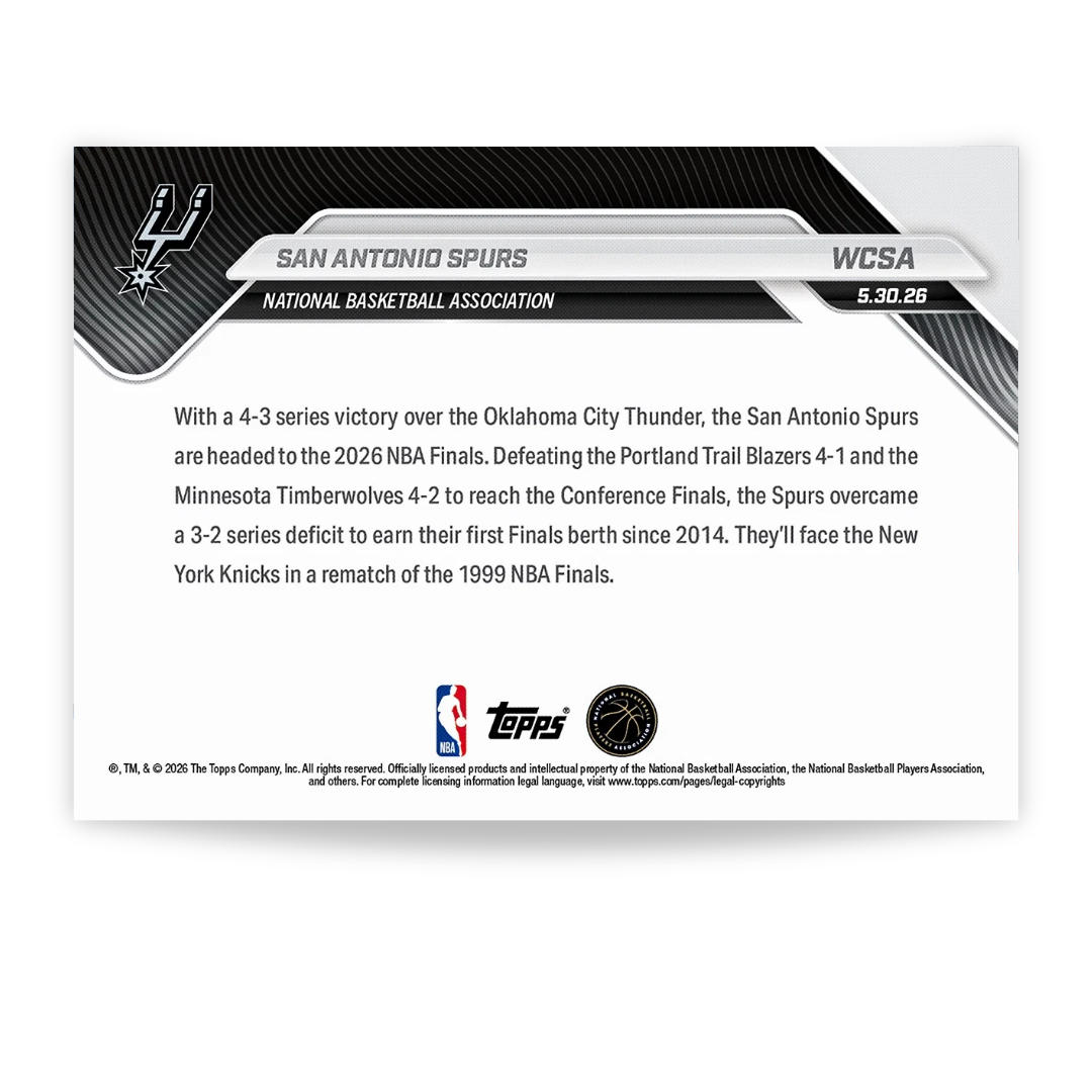 San Antonio Spurs - 2025-26 NBA Topps NOW® - Card WCSA