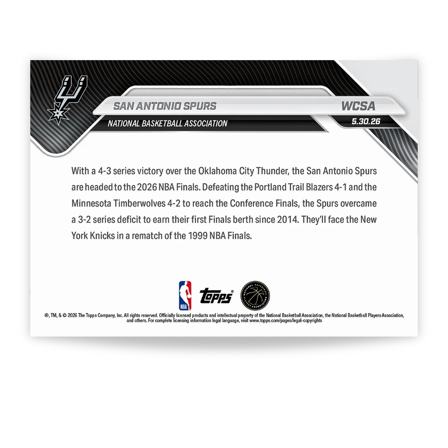 San Antonio Spurs - 2025-26 NBA Topps NOW® - Card WCSA