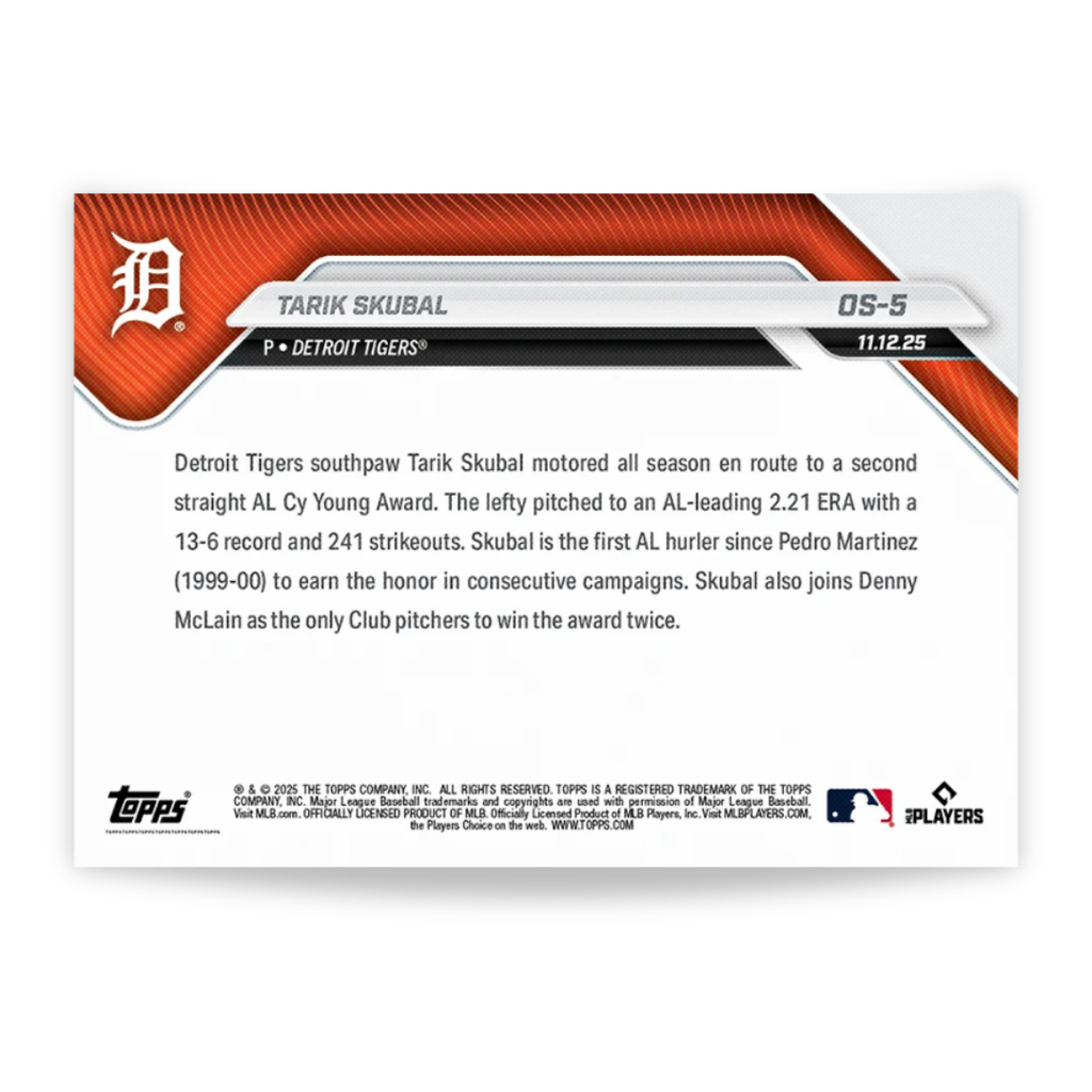 Tarik Skubal - 2025 MLB Topps NOW® - Card OS-5 - PR: 7836