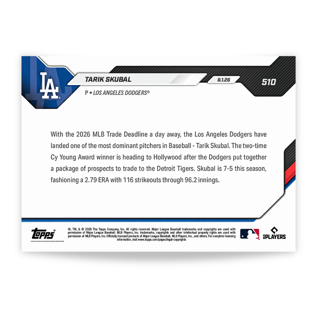 Tarik Skubal - 2026 MLB Topps NOW® - Card 510