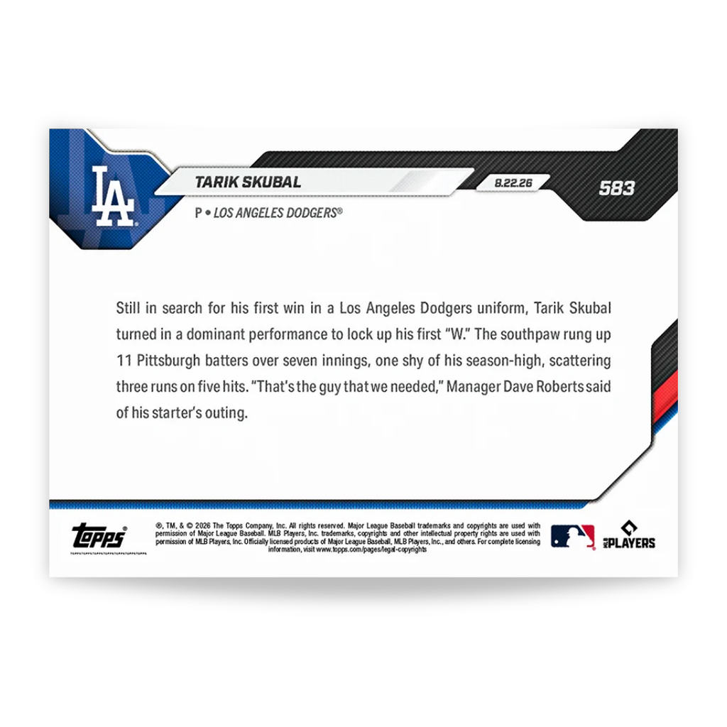 Tarik Skubal - 2026 MLB Topps NOW® - Tarjeta 583 - PR: 2386
