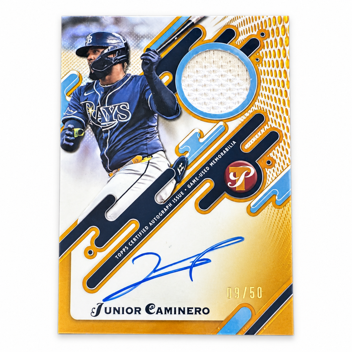2025 Topps Pristine Junior Caminero Pieces Patch Auto Gold Refractor