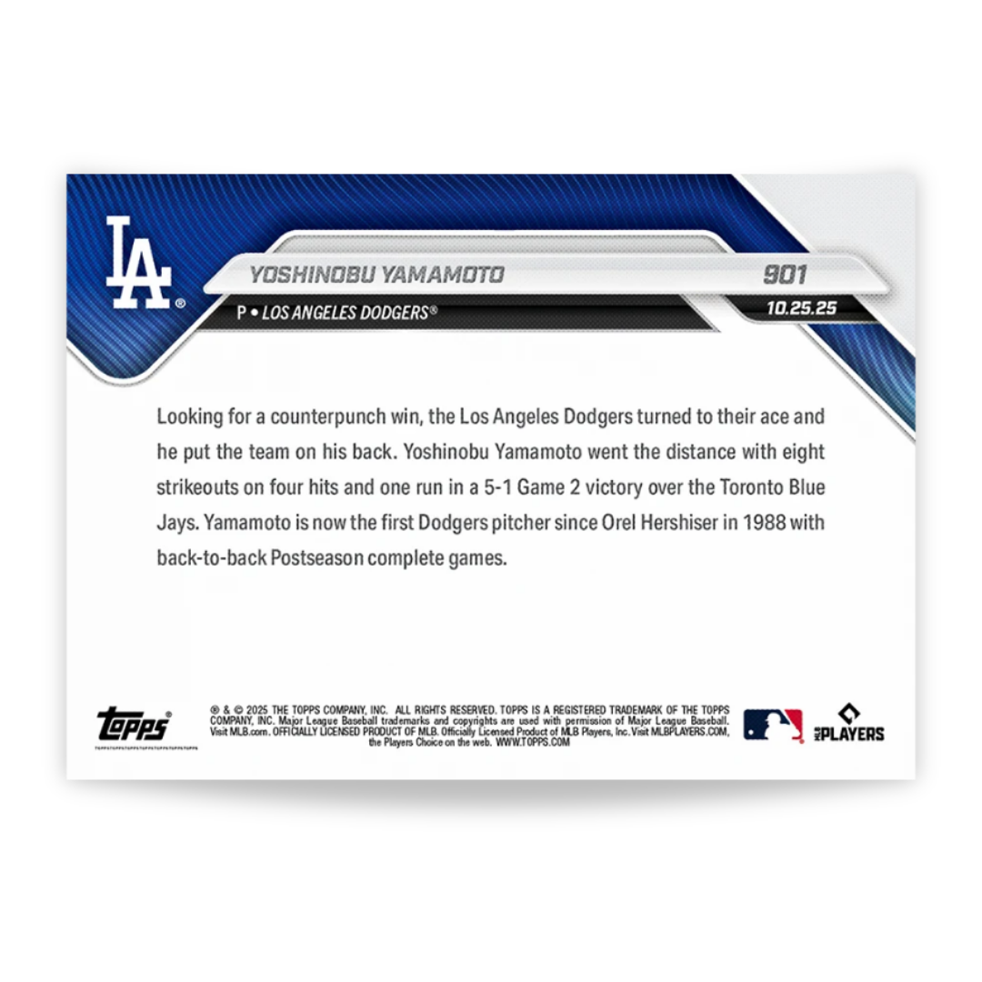 Yoshinobu Yamamoto - 2025 MLB Topps NOW® - Card 901 - PR: 20555