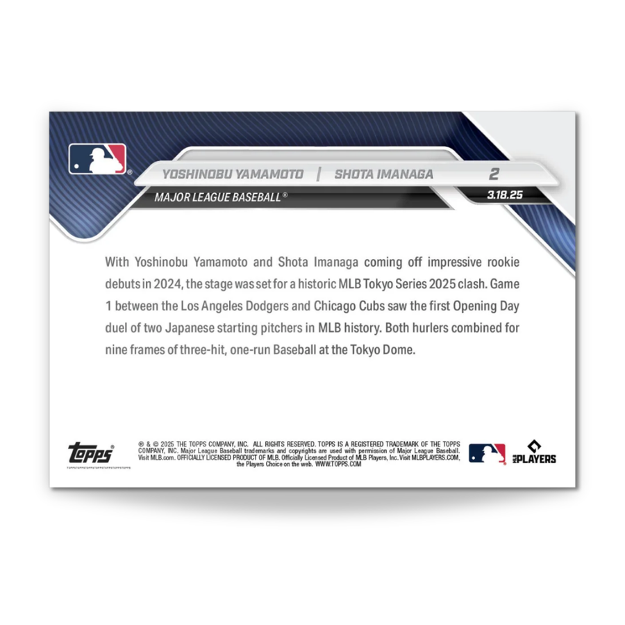 Yoshinobu Yamamoto / Shota Imanaga - 2025 MLB Topps NOW® - Card 2 - PR: 65,609